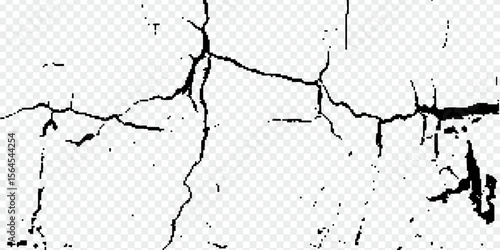 Ground cracks, breaks on land surface from earthquake isolated on transparent background. Vector realistic set of fissure in ground, crevices from disaster or drought, black fractures top view