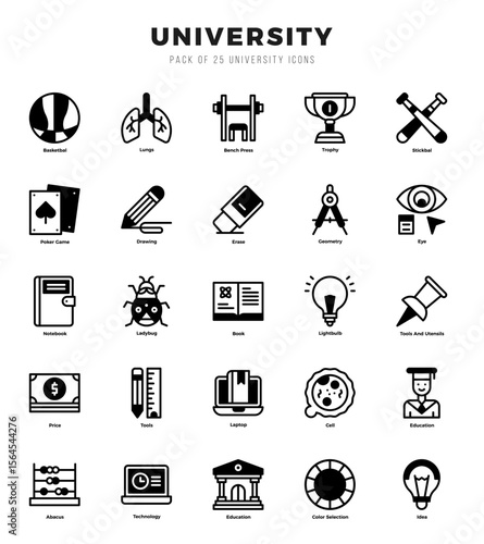 University elements. Lineal Filled web icon set. Simple vector illustration.