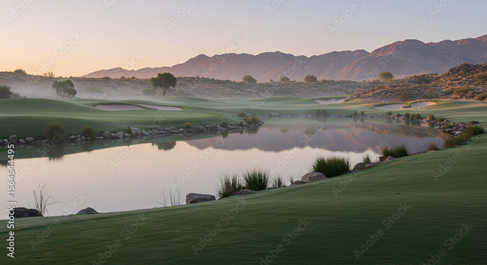 Fototapeta premium Misty golf course at dawn (9)