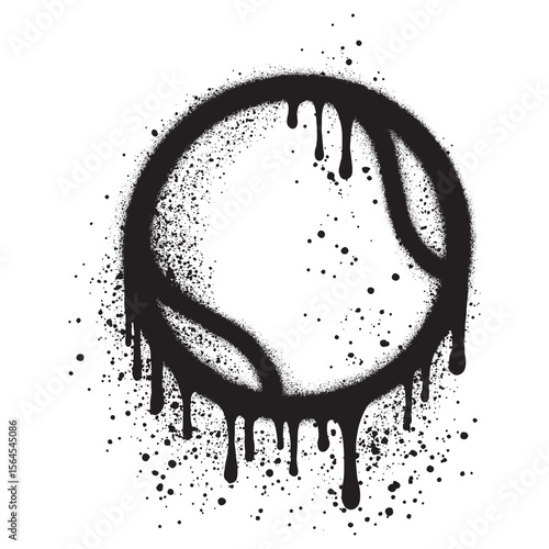 tennis ball in urban graffiti style with black spray paint. vector illustration.