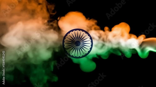 Indian Flag Smoke Animation: Tricolor Ashoka Chakra Symbol