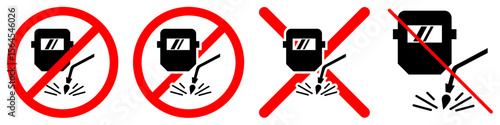 No welding sign icon vector, indicating prohibition of welding activities due to safety or operational reasons. Essential for warning signs in hazardous or sensitive industrial areas.