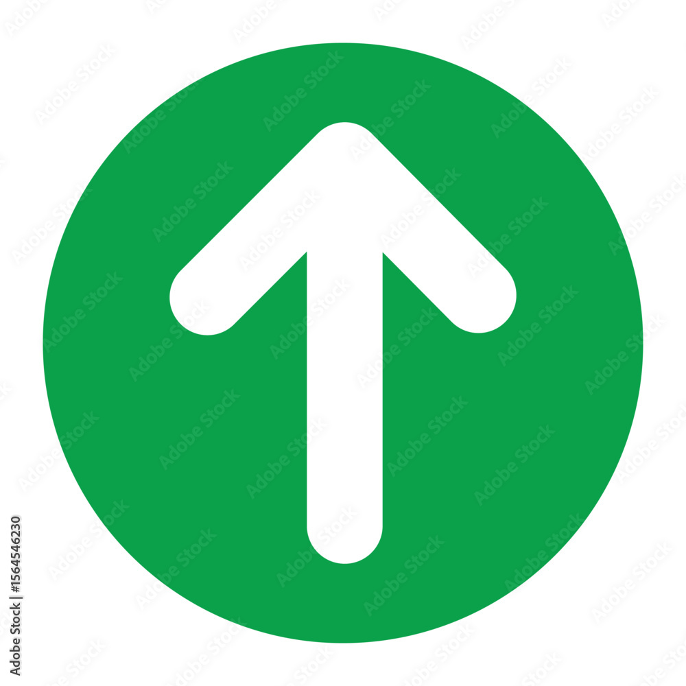 Green Circle Sign Featuring an Upward Pointing Arrow for Navigation and Directions Green Circle Sign Featuring an Upward Pointing Arrow for Navigation and Directions