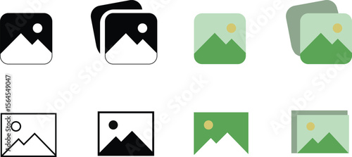 Gallery icon set. image symbol. photo gallery sign and symbol. color Picture signs. Photograph button. Painting frame concept, Vector Illustration