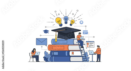 Students learning new skills through online courses and digital education platforms