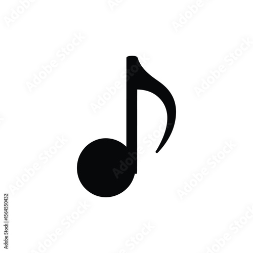 Black Eighth Note Isolated on White | Musical Notation, Symbol, Rhythm, Tempo