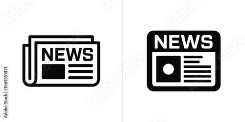 Black Newspaper Icons on Transparent Backdrop Reporting News Headlines