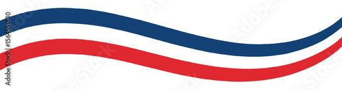 "Minimalistic patriotic wave design with red and blue flowing lines on white background symbolizing unity, celebration, and national pride"