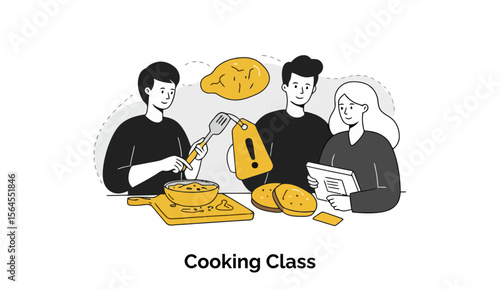 Young adults participating in a cooking class at a community center, actively engaged in preparing food with attentive focus.