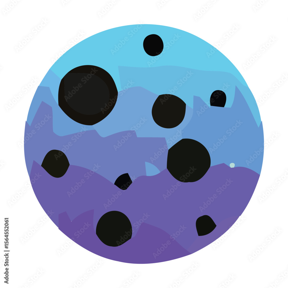 Fototapeta premium Abstract graphic design of a stylized planet with dark spots.