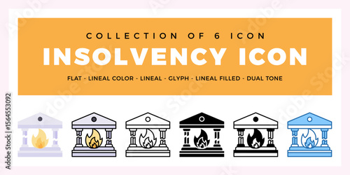 Pack of 6 Vector Insolvency icon