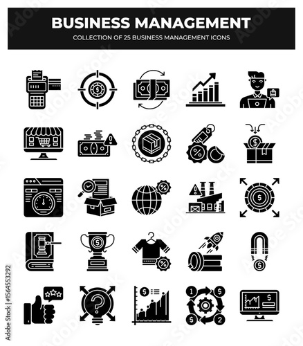 Collection of 25 Business Management Icons: A Visual Guide to Business Strategy