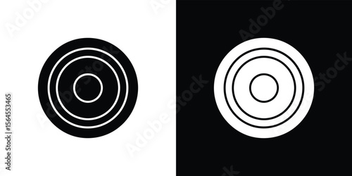 concentric circles with offset on white & black background monochrome