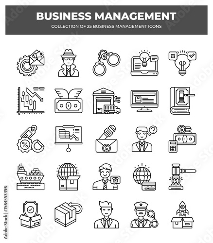 Collection of 25 Business Management Icons: Strategy. Planning. Finance. and More