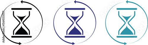 Timer and Progress Symbol Collection, Vector Hourglass Icons.