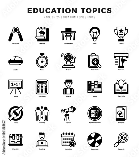 Education Topics Lineal Filled icons collection. Lineal Filled icons pack. Vector illustration