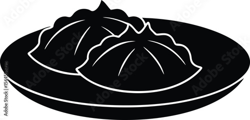  gyoza or dumplings snack with soy sauce silhouette vector