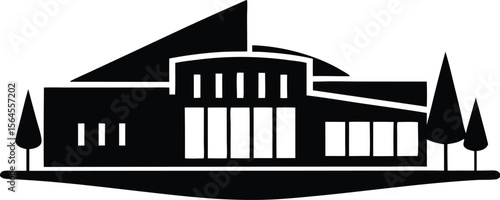 modern university silhouette vector