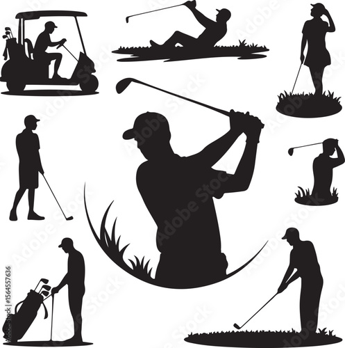 Golfer Swinging Club Silhouette Design

Perfect Golf Shot Vector Illustration

Golfer on Fairway Silhouette Scene

Golf Swing in Motion Silhouette Art

Professional Golfer Pose Vector