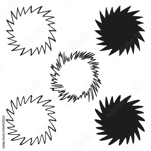 Spiky abstract shapes. Organic thorny forms. Dynamic geometric elements. Vector sharp illustration.