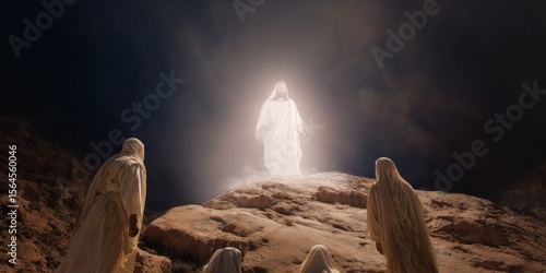 Transfiguration of Jesus Christ on Mount Tabor before the apostles. Gospel event