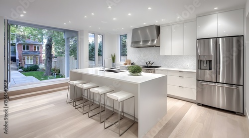 Wallpaper Mural Bright Interior Space with Kitchen Island View Torontodigital.ca