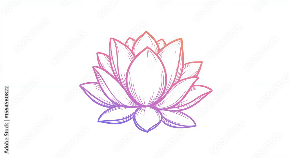 Naklejka premium Elegant lotus flower illustration in gradient pink and purple