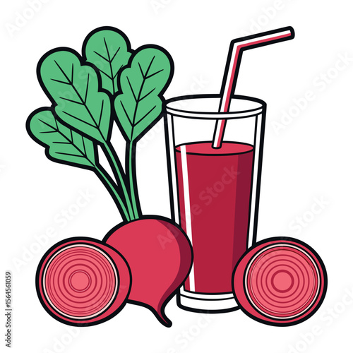 Beetroot juice with whole and sliced beetroot beet juice