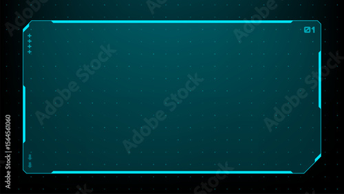 Futuristic heads up display with a tech frame. UI gui dashboard for interface design. Digital data visualization on black.