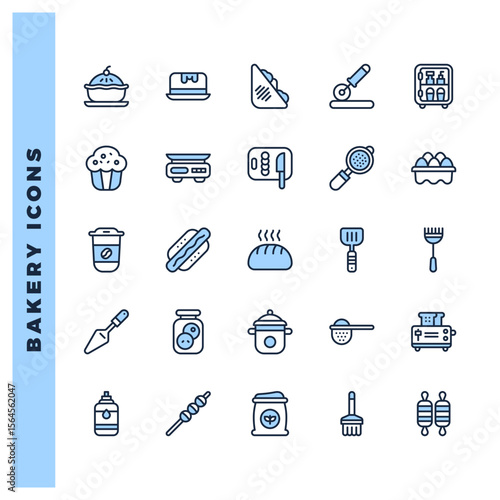 25 Bakery Two Color icons pack. vector illustration.