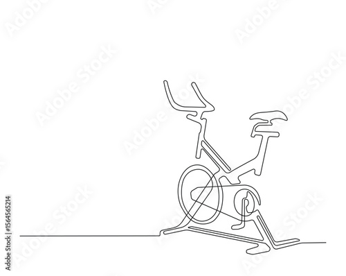 Stationary bike equipment outline drawing illustration. one continuous line drawing of stationary bike.
