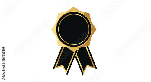 Elegant award ribbon black gold design vector graphic visuals for celebrations
