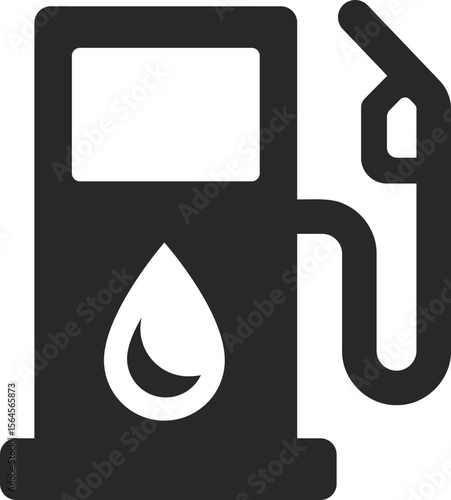 Fuel pump solid icon used in gasoline station, energy supply, and petroleum industry designs.