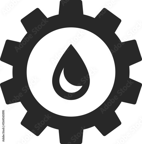 Oil and gear solid icon used in fuel engineering, mechanical power, and energy industry designs.