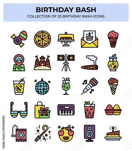 Birthday Bash. Collection of 25 Birthday Party Icons