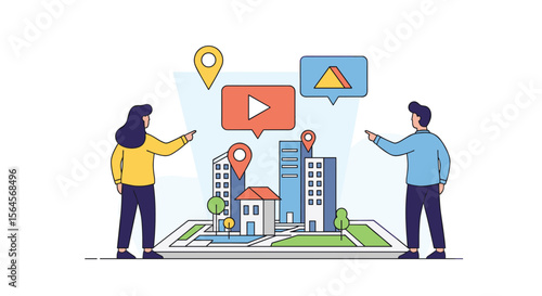 Interactive digital map experience connecting users to localized content and augmented reality features