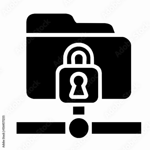 Secure folder icon depicting networked data protection and data confidentiality with modern design