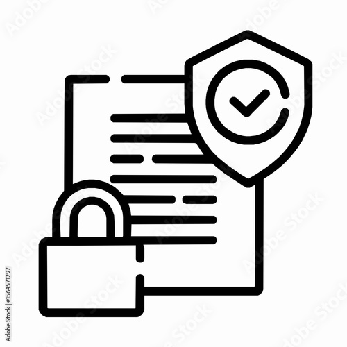 Digital document security icon depicting data privacy protection and confidentiality in a modern design
