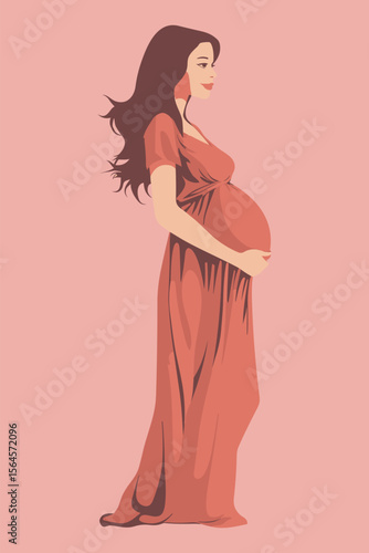 Stylized depiction of a maternal figure in warm tones, gracefully showcasing the beauty of pregnancy and motherhood.