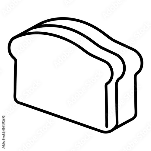 Bread slice icon in black and white outline