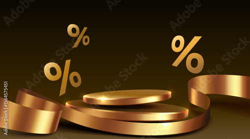 Podium percentage discount on sale, holiday sale, poster discount banner offer. Vector illustration