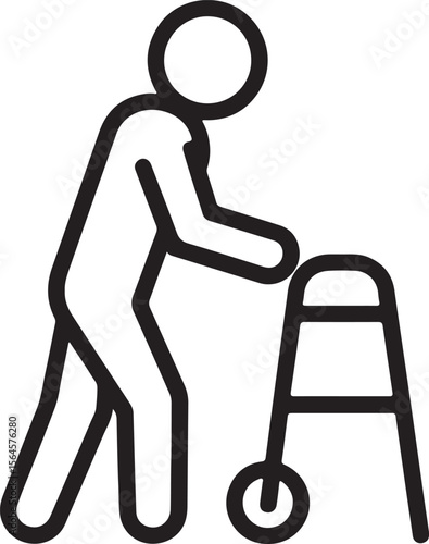 Person using walker mobility aid assistance