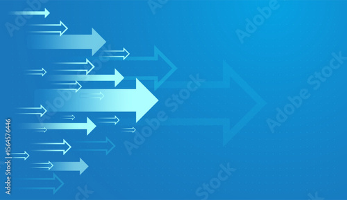 A moving forward arrows pointing next steps togethers for growing trend on light blue background showing the business, finance, and stock market concepts vector
