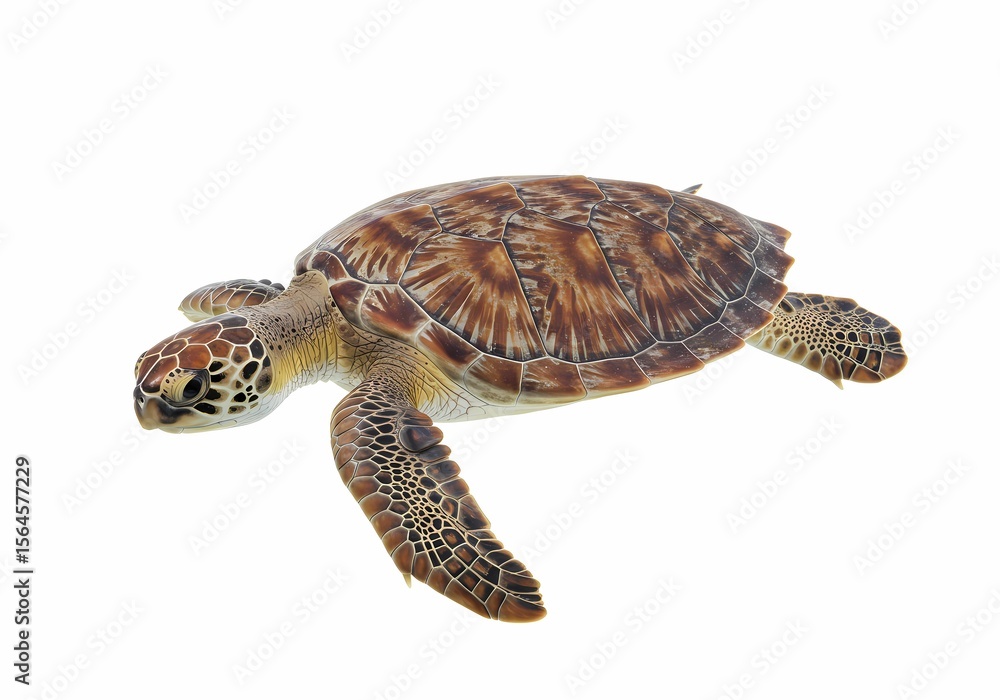 Obraz premium Sea Turtle CloseUp Photograph on white background
