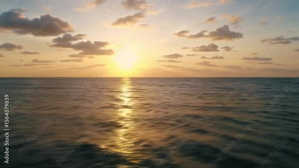 A serene golden sunset over the calm ocean horizon. A peaceful and romantic seascape for travel, vacation, wellness, and relaxation concepts. The sun reflects on the tranquil water. A serene golden sunset over the calm ocean horizon. A peaceful and romantic seascape for travel, vacation, wellness, and relaxation concepts. The sun reflects on the tranquil water.
