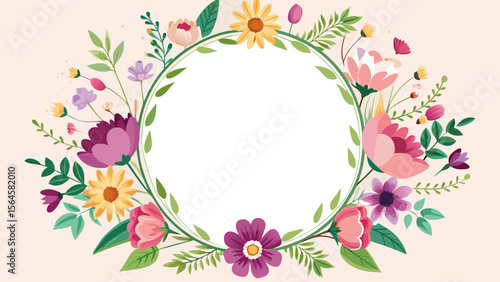 Decorative floral wreath with copy space for text and design