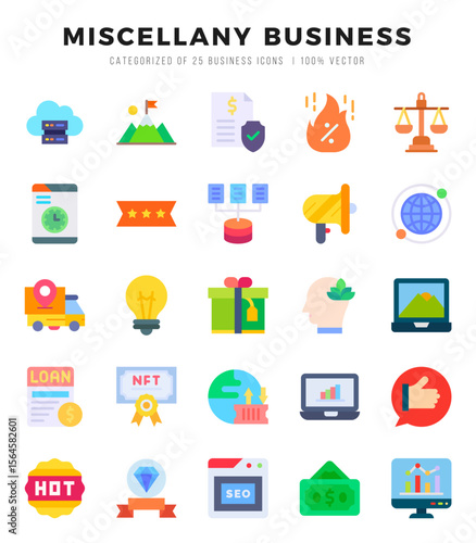 Simple Set of Miscellany Business Related Vector Flat Icons.