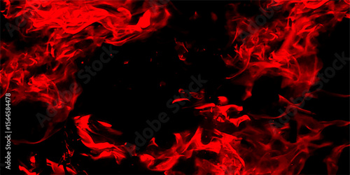 Intense and dramatic digital abstract of swirling red flames and smoke patterns over a deep black background.  Fluid, energetic, and evokes a sense of heat, danger, and passion