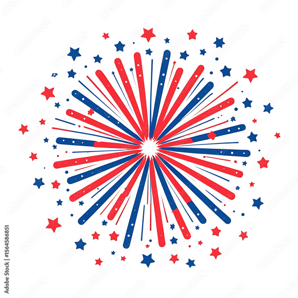 Exploding red and blue fireworks with stars on black background. Festival, fun,sparkler, celebration Exploding red and blue fireworks with stars on black background. Festival, fun,sparkler, celebration