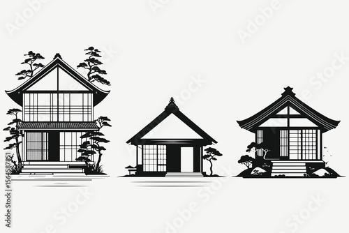japanese house sketch illustration vector
